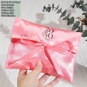 Reusable Custom Logo Printed Luxury Silk Handbag Shoes Boots Dust Storage Bag Promotion Satin Hair <b>Extension</b> Bag - Product Image 1