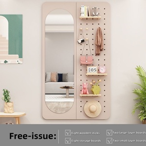 Modern Full-Length Wooden Closet Cabinet Space-Saving Sliding Entrance <strong>Mirror</strong> Handmade Art <strong>Deco</strong> Design for Weddings Birthdays - Product Image 4