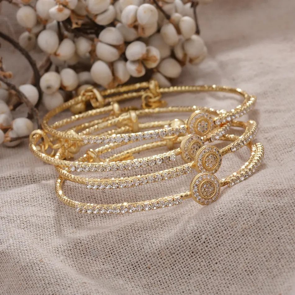 France Luxury Gold Color bangles for women Dubai Bridal Wedding African bangles bracelets Women Party Gift