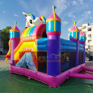 Château gonflable commercial extérieur pour enfants avec toboggan et structure de jeu, thème conte de fées - Product Image 3