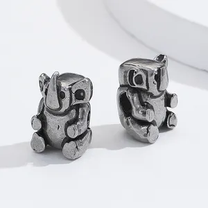 Personalized Stainless Steel Animal Head Spacer Charm Beads Multiple Patterns Original Slider Beads For Hiphop Jewelry Making