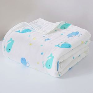 Ventes en gros de couvertures en mousseline de coton confortables pour nouveau-nés, serviettes de bain imprimées, couvertures douces pour bébés - Product Image 1