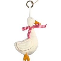 Peluche d'oie blanche en coton-lin, animal en peluche d'oie en pur coton, pendentif apaisant pour bébés et enfants