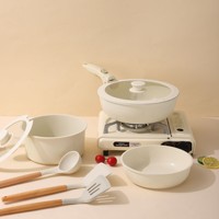 Ensemble de casseroles en acier inoxydable minimaliste moderne à 3 pièces avec poignée amovible, revêtement antiadhésif en granit, poêle à frire, induction