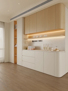 Armoire incurvée exquise haut <span class=keywords><strong>de</strong></span> gamme avec poignée et lumières invisibles à coin rond pour <span class=keywords><strong>meubles</strong></span> <span class=keywords><strong>de</strong></span> <span class=keywords><strong>salle</strong></span> <span class=keywords><strong>de</strong></span> <span class=keywords><strong>bain</strong></span> hôtel appartement ou villa - Product Image 4