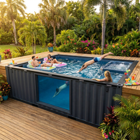 Piscine de luxe en conteneur avec commandes LED pour penthouse urbain - Piscine hors sol moderne de 20 pieds avec fenêtre latérale en acrylique