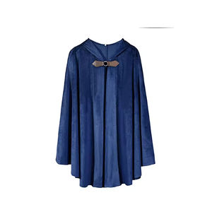 Kalın kadınlar geyik süet tek düğme pelerin tasarımcı kadın Vintage kapşonlu katı cadılar bayramı ortaçağ uzun pelerin paltolar - Product Image 3