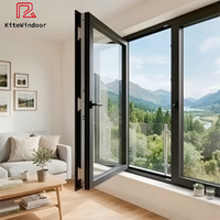 Modern windbestendig aluminium draai-kiep raam met gehard glas, Australische standaard, aanpasbaar voor keuken, exterieur en huis.