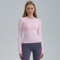 Frühling/Herbst Yoga Pilates Schnelltrocknend Atmungsaktiv Slim Fit Sportbekleidung Laufen Outdoor Fitness Eng Anliegendes Langarm-Oberteil