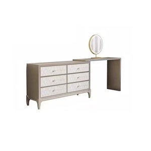 Modern <b>Bedroom</b> Dresser Set with Mirror Wooden Dressing Table Set Adjustable <b>Vanity</b> Desk - Product Image 6