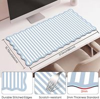 Tapis de souris vierges à sublimation avec bords festonnés ondulés à rayures bleues pour le bureau