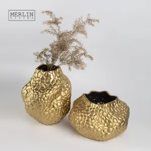 Merlin Living Gorgeous Noble Living Room Decor Luxury Ceramic Flower Vase Decor for gold vase