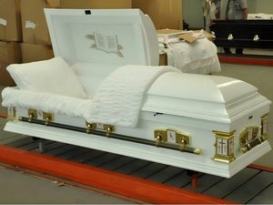 Cofano Funebre in Legno Massello di Ciliegio Stile Americano/Europeo, Capacità 100 kg, Colore Ciliegio Lucido, Personalizzabile, Durevole per Funerali di Neonati e Adulti - Product Image 4