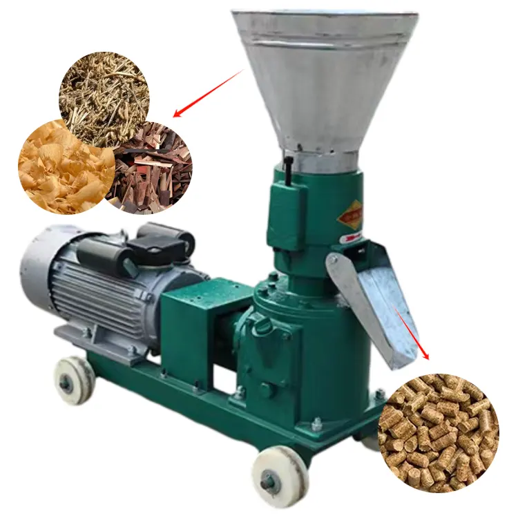 Máquina de processamento de alimentação em pequena escala para madeira plana, mini pellet de palha de garrafão de biomassa