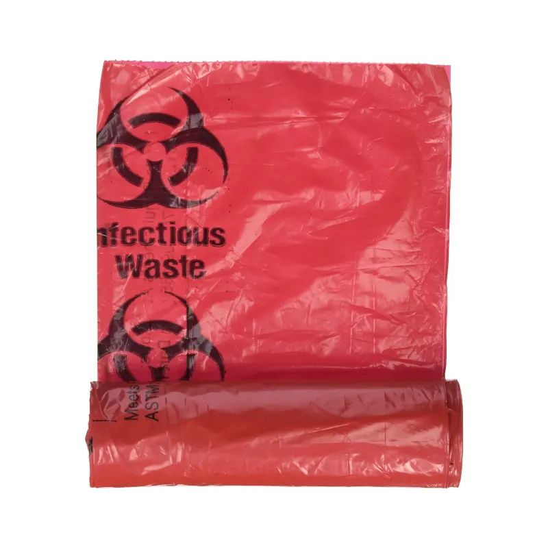 공장 도매 생물 유해 일회용 3 갤런 LDPE 플라스틱 레드 의료 액션 랩 쓰레기 감염 폐기물 봉투 롤