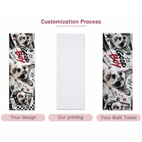 Serviette de Bain Personnalisée en Microfibre Écologique, Motif Dessin Animé, Marchandise Anime, Portrait d'Animal de Compagnie, Photo, Design Adulte, Vente en Gros