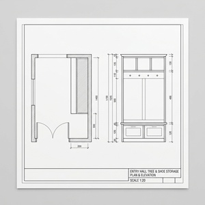 Ghế để giày, móc treo áo, tủ đựng đồ lối vào, ghế gỗ liền khối lưng ván hạt, nội thất gia đình, 6 móc treo, Shaker White Hall Tree - Product Image 3