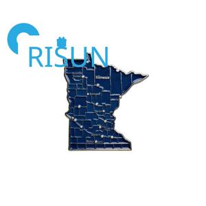 Broche aimantée personnalisée en gros, carte du Minnesota avec drapeau de l'État, souvenir de voyage, cadeau, badge de revers - Product Image 6