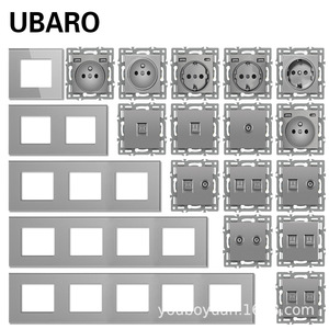 European Standard 86 Type <b>Socket</b> <b>With</b> <b>USB</b> RJ45 Combination Touch Switch Smart Wi-Fi Control White Black Silver Gray Glass Panel - Product Image 2