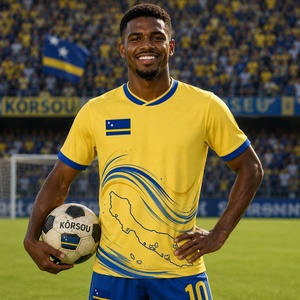 Maillot de football des Équipes Nationales 2026-2027 – Tenue promotionnelle domicile/extérieur – T-shirt WK – Maillot de football de Curaçao – Kit court - Product Image 1