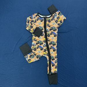 RTS 맞춤형 다양한 프린트 유기농 95% 대나무 5% 스판덱스 아기 및 유아용 지퍼 잠옷 옷 - Product Image 5