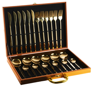 24 Stuks Roestvrijstalen Bestekset 16 Stuks Bestek Bestek Bestek Milieuvriendelijk Wegwerp Voor Feesten Vervaardigd In China - Product Image 3