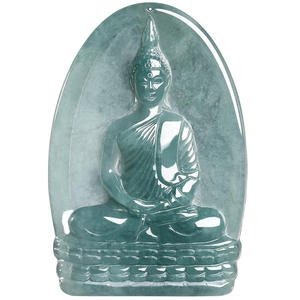 หยกเจไดต์ธรรมชาติสีน้ำเงิน หยกพระศรีษฎรพุทธะ จี้หยกสำหรับผู้ชายและผู้หญิง พร้อมใบรับรองการประเมินคุณภาพ ดีไซน์ดั้งเดิม E069 - Product Image 5