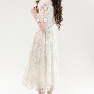 Vestidos de Encaje Elegantes para Mujer, Bordados, de Longitud Media, que Definen la Cintura, a la Moda - Product Image 3