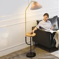 Houten Smart Slaapkamer Woonkamer Home Decor Luxe Nordic Moderne Tafel Draadloos Opladen Met Usb Vloerlamp
