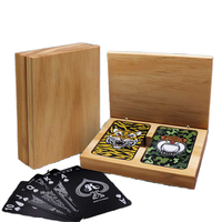 2 jeux de cartes à jouer en plastique, 54 cartes par jeu, boîte en bois personnalisable pour cadeau de marque, poker
