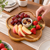 Plateau en bois créatif pour servir des aliments, des fruits, des collations, des gadgets de service, plateau de rangement alimentaire en acacia, plateau de service en gros