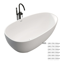 Vente en gros Baignoires à surface solide en pierre naturelle noire mate Baignoires autoportantes en marbre artificiel Baignoires et bains à remous