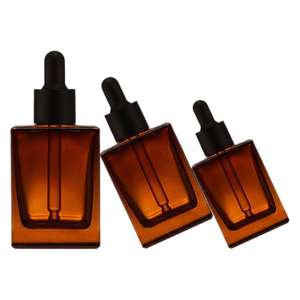 Flacon <span class=keywords><strong>en</strong></span> verre ambré à fond épais pour sérum ou huile de soin de la peau, rechargeable, carré, 15 ml, 30 ml, 50 ml, avec <span class=keywords><strong>pipette</strong></span> - Product Image 6