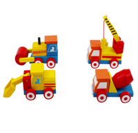 Mini camion de magasin coulissant à thème dessin animé mignon, jouets en bambou et en bois, mini voitures et tracteurs écologiques pour bébés et enfants
