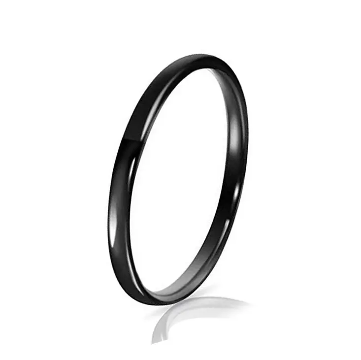 Anéis de tungstênio para casal, joia banhada a preto de 2 mm para mulheres, joia de carbeto para casamento, fornecimento em pequenas quantidades, atacado