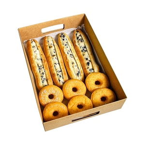 Dùng một lần tự nhiên Kraft nâu giấy phục vụ khay với xử lý kích thước tùy chỉnh Cookie bánh ngọt đóng gói thực phẩm lớn khay - Product Image 5