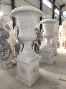 Éléphant élégant sculpture sur animal Design floral unique Taille personnalisée Marbre Grès Pot de jardin Utilisation extérieure occidentale Pierre de granit - Product Image 6