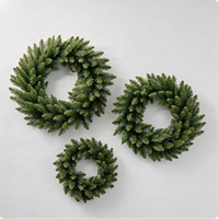 Corona Navideña Artificial de Agujas de Pino, 30/40/50/60 cm, Corona de Pino Verde Grande para Decoración Navideña en Interiores y Exteriores