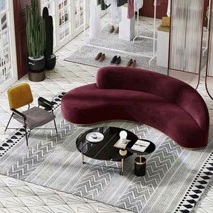 Set <span class=keywords><strong>sofa</strong></span> melengkung modern beludru, furnitur mewah Italia <span class=keywords><strong>sofa</strong></span> semi lingkaran - Product Image 5