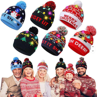 Cappello di Natale con Luci LED, Design Personalizzato con Logo Ricamato, Berretto in Velluto Spesso, Cappello da Babbo Natale per Celebrazioni, Stile Cowboy Lavorato a Maglia