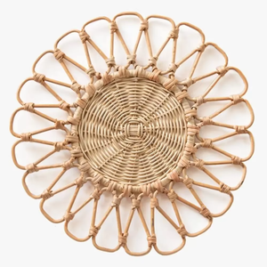 Handmade Natural Rattan <b>Woven</b> <b>Coasters</b> Floral Flower Shape Coffee Cup Mats Classic Table Placemats Heat Resistant Wicker Viet - Product Image 1