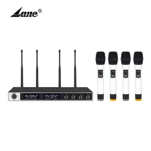 Lane LR-634 mikrofon nirkabel profesional Uhf, mikrofon genggam 4 saluran Karaoke dinamis berkabel komunikasi panggung 50M