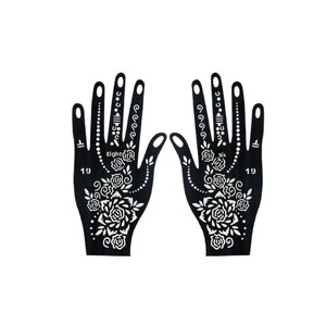 Plantilla de tatuaje de palma transfronteriza, esténcil indio calado pintado con aerosol, tatuaje artístico corporal de henna con forma de mano original - Product Image 5