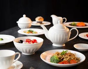 Juegos de <span class=keywords><strong>vajilla</strong></span> de boda blanca de grano en relieve, plato de cena blanco de cerámica al por mayor, juegos de <span class=keywords><strong>vajilla</strong></span> <span class=keywords><strong>para</strong></span> <span class=keywords><strong>6</strong></span> <span class=keywords><strong>personas</strong></span> - Product Image 4