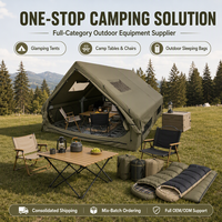Tente de glamping gonflable de 12 m², imperméable, robuste, en coton TC, tente cabine gonflable 4 saisons, tente de luxe avec cheminée