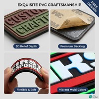 Patch en caoutchouc PVC 3D personnalisé avec logo en relief, à thermocoller et à fixation velcro, imperméable OEKO-TEX pour chapeaux, vêtements et sacs