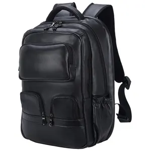 กระเป๋าเป้วินเทจสีน้ำตาลหนังเครซีฮอร์ส,กระเป๋าเป้สำหรับใส่แล็ปท็อปหนังแท้สำหรับเดินทาง