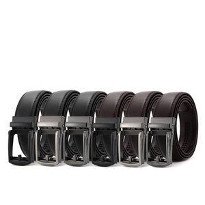 Cinturón <span class=keywords><strong>de</strong></span> Cuero Genuino Italiano para Hombre, Hebilla Automática <span class=keywords><strong>de</strong></span> Aleación, 120 cm, 3.5 cm <span class=keywords><strong>de</strong></span> Ancho, Diseño Sólido, Estilo 5050 - Product Image 1