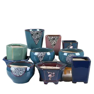 Color Glazed Bulk Cheap Ceramic Flower Plant Pot Planter Flowerpot Of Random Design
