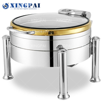 XINGPAI Hôtel Fournitures En Acier Inoxydable 304 Cheffing Plats Hydraulique De Luxe 9L/6L/4L Chafing Dish